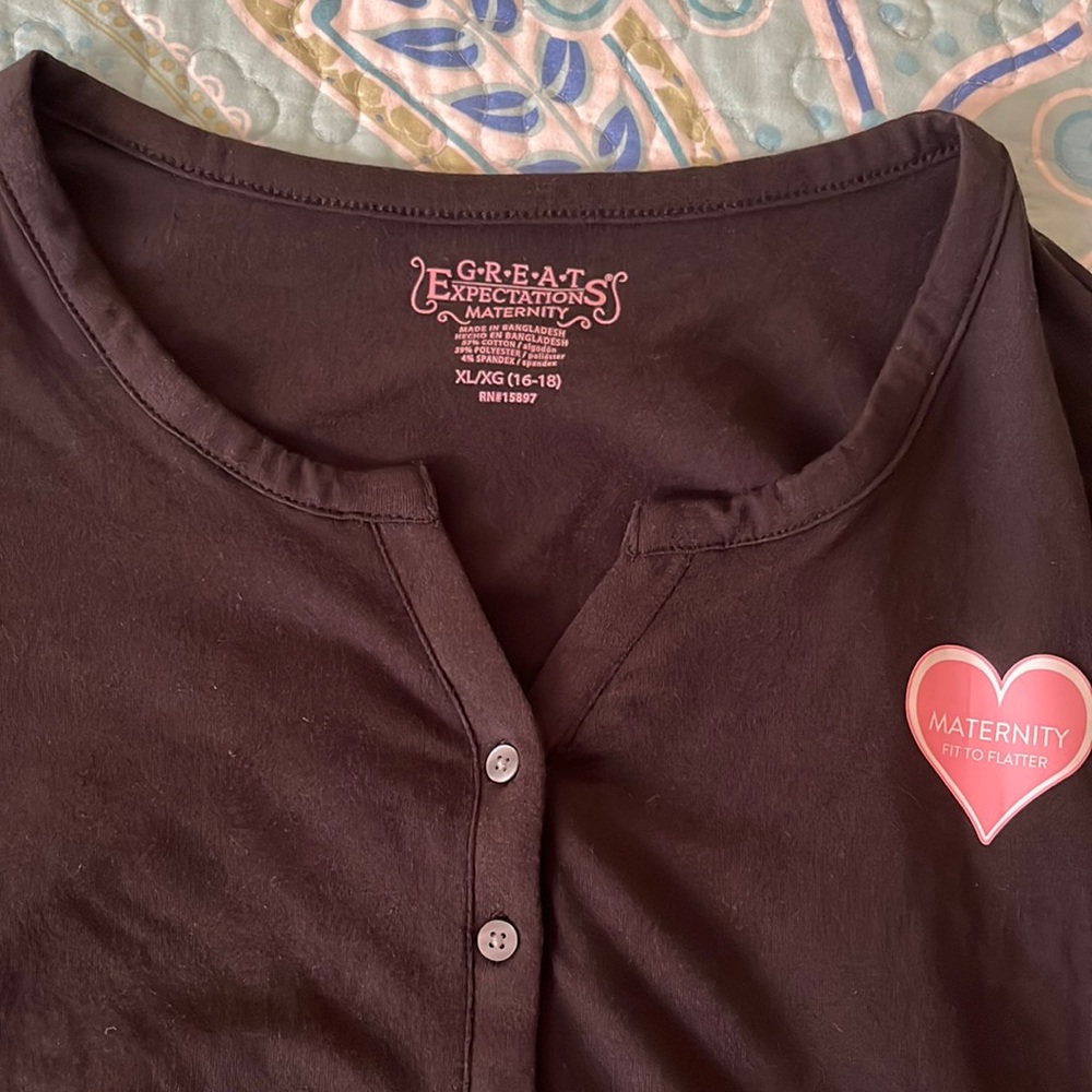 Great Expectations Maternity black button down shirt